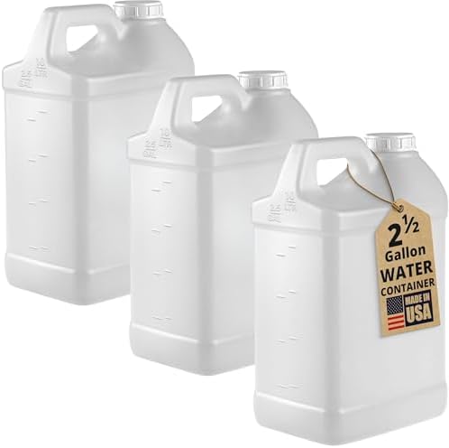 kitchentoolz 3-Pack 2.5 Gallon Water Container Jugs HDPE Carboy by KITCHENTOOLZ