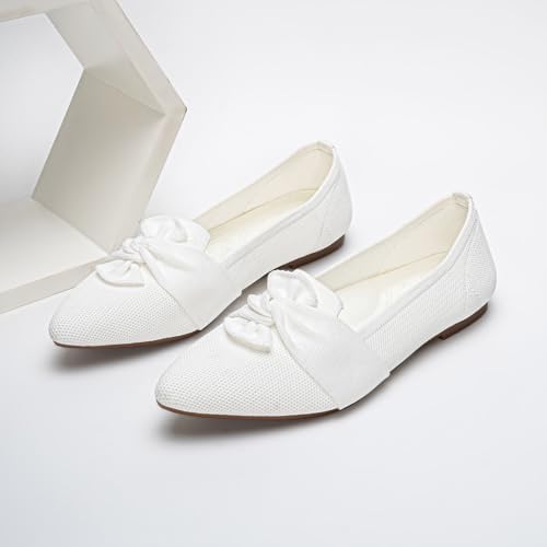 HONHOLD Women's Pointed Toe Flats Breathable Knit Ballet Flats - Image 5