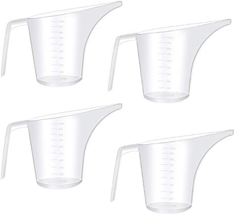 Fireboomoon 4 Pack Plastic Funnel Pitcher, Large Capacity Long Spout Measuring by FIREBOOMOON