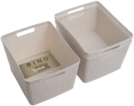BINO Woven Plastic Basket | Large, Space-Saving Storage, Stylish Design | by BINO