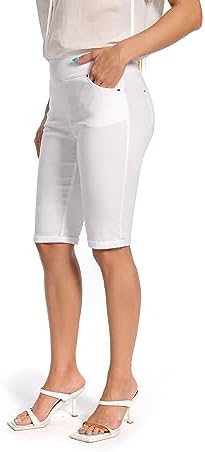Jenna Rose Women's Stretch Bermuda Shorts – 5-Pocket, Cuffed Hem, Mid-Length - Image 2