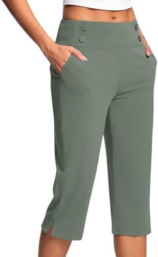 Capri Pants for Women Plus Size High Waisted Stretch Cropped Golf Workout Yoga by Unknown