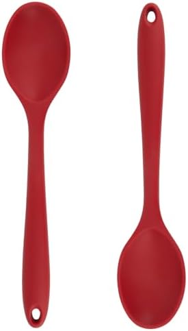 Cooking Spoon 2Pcs Red Large Serving Spoons 10.8'' Heat Resistant Silicone Spoon by Respleiej