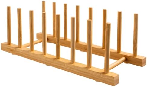 HBlife Bamboo Wooden Dish Rack Plate Holder Kitchen Organizer 7-Slot 1 Pack by HBlife