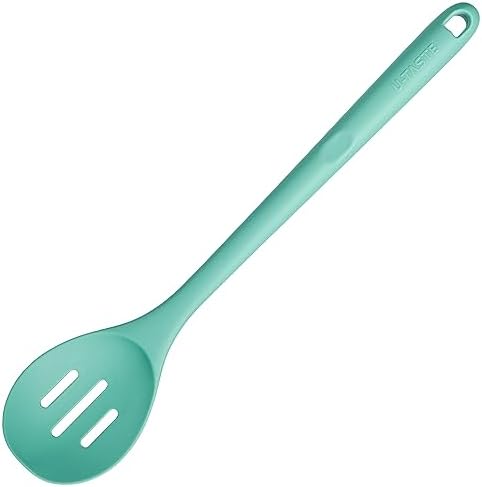 U-Taste Silicone Slotted Spoon, 13.3" Long Large Mixing Spoon, Aqua Sky by U-Taste