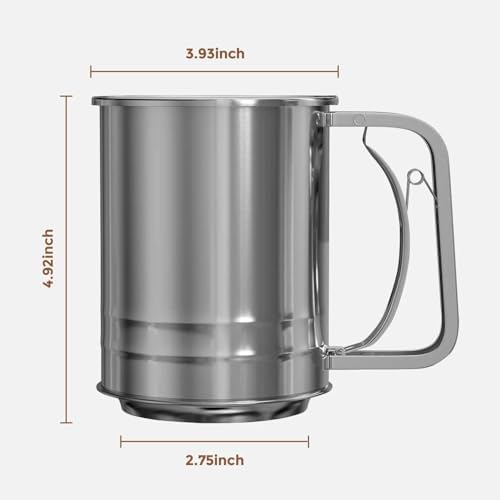 Stainless Steel 3 Cups Hand Press Flour Sifter - Image 2