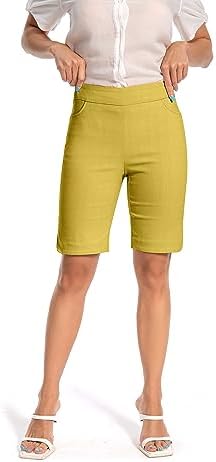 Women's Work Casual Super Stretch Tulip-Hem Pull-On Dress Shorts - Image 3