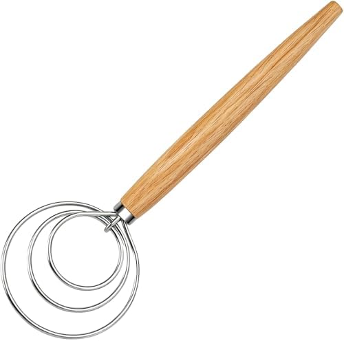 Maxjoy Danish Dough Whisk, Stainless Steel Wooden Bread Tool by MAXJOY