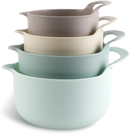 COOK WITH COLOR Nesting Plastic Mixing Bowl Set with Pour Spouts and Handles by CookwithColor