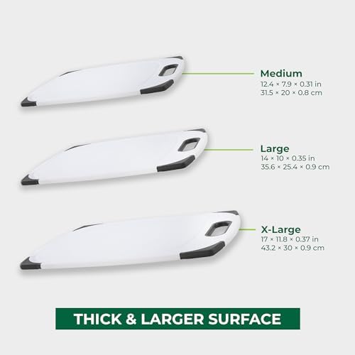 Plastic Cutting Boards for Kitchen, Cutting Board Set of 3, Juice Grooves - Image 4