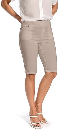 Jenna Rose Women's Stretch Bermuda Shorts – 5-Pocket, Cuffed Hem, Mid-Length - Image 3