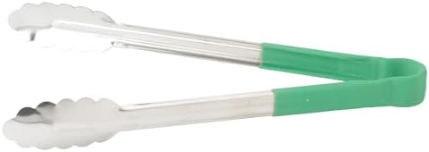 Winco 12" Green Stainless Steel Serving Tongs by Winco