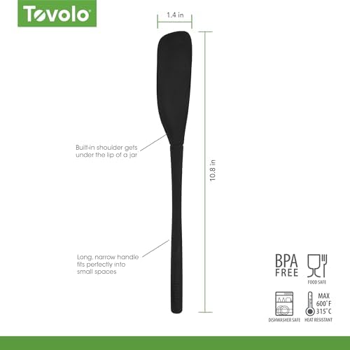 Tovolo Silicone Jar Spatula Long Handled Rubber Scraping Scooping Tool - Image 6