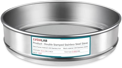 7.9" 304 Stainless Steel Lab Sieve, 700 Mesh Screen Sifter by LVDALAB