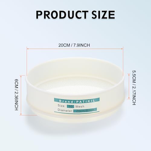 PATIKIL 10 Mesh Lab Sieve, 7.9" Diameter Sifting Screen Nylon Wire Cloth Fine - Image 2
