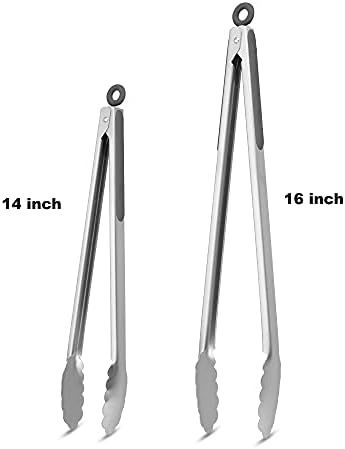 304 Stainless Steel Kitchen Cooking Tongs, 14 & 16 Inch - Image 4