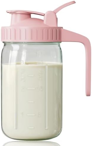 32 oz Breast Milk Pitcher, Glass Mason Jar Pitcher by OneDream