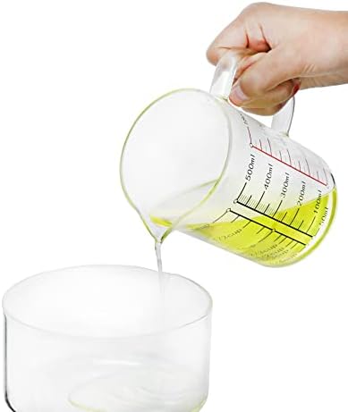 QWORK Glass Measuring Cup, 2 Pack 500ML, High Borosilicate Glass Scale Cup - Image 4