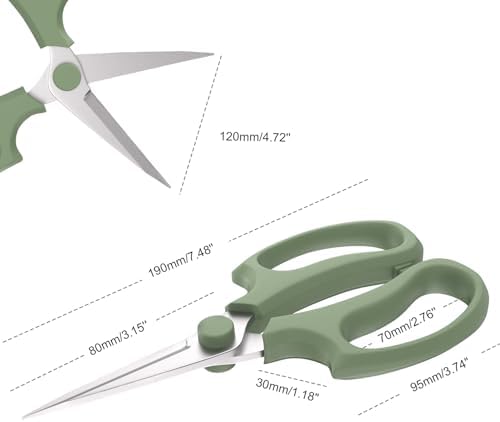 Housolution Flower Scissors, Steel Pointed Pruning Shears, Avocado Green - Image 6