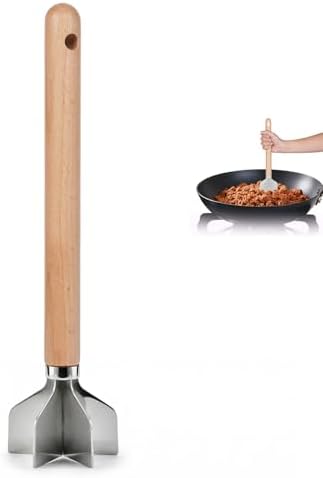 Meat Masher Stainless Steel Meat Chopper, 6-Blade Ground Beef Chopper Tool by FIMXSD