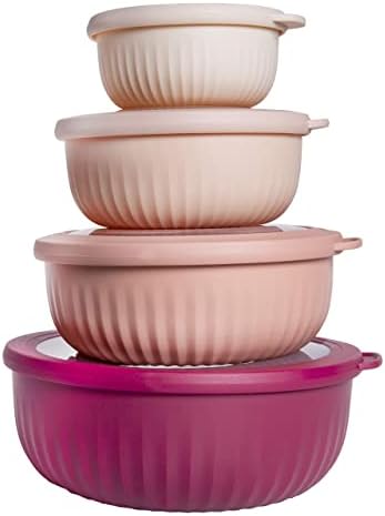 COOK WITH COLOR Prep Bowls with Lids- Wide and Deep Nesting Plastic Small by CookwithColor