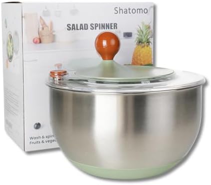 Stainless Steel Salad Spinner, 5.3 Qt Lettuce Spinner by Unknown