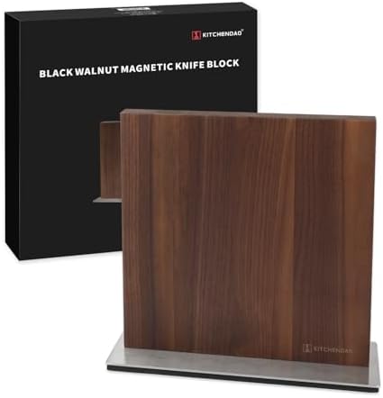 KITCHENDAO Black Walnut Magnetic Knife Block, Double-sided Magnetic Knife by KITCHENDAO