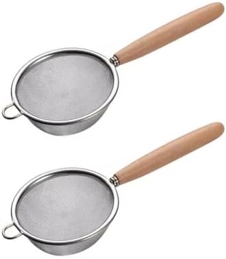 2Pcs Stainless Steel Fine Mesh Strainer Versatile Long-Handle Sieves by Unknown