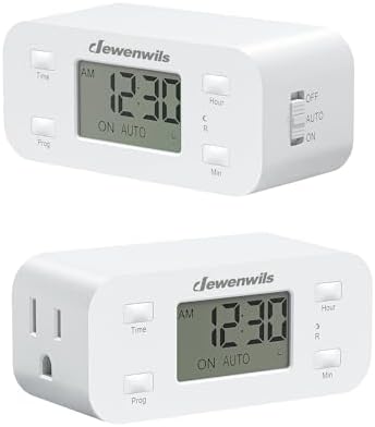 DEWENWILS Indoor 24 Hour Programmable Digital Timer Outlet, 1 Outlet, 2 Pack by DEWENWILS