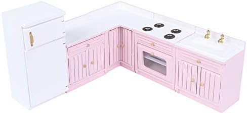1:12 Scale Dollhouse Kitchen Furniture Set, Doll House Kitchen Accessories by Haomian