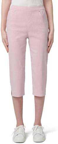 HUE Women's Stripe Pull on Pants Cigarette Skimmer Length and Pedal Pusher by HUE
