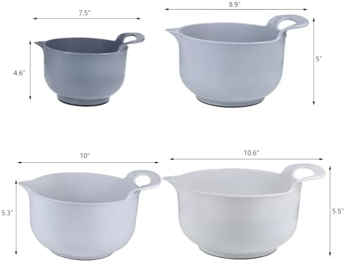 Mixing Bowls - 4 Piece Nesting Plastic Mixing Bowl Set - Non Slip Bottom and - Image 2