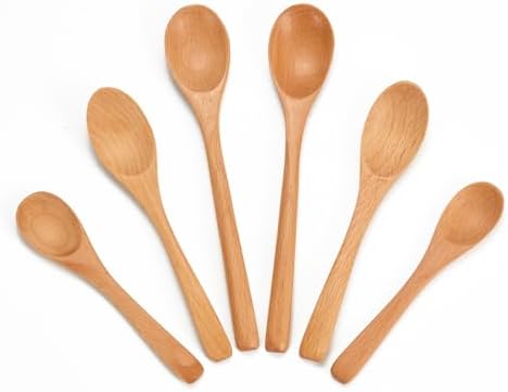 6PCS Small Wooden Spoons for Eating, 3 Sizes Wooden Teaspoons by Unknown