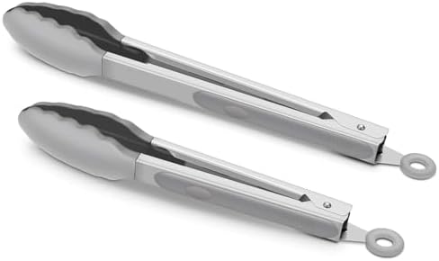 2 Pack Silicone Kitchen Tongs, 9 & 12 Inch, Stainless Steel by ALLWIN-HOUSEWARE
