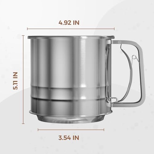 Stainless Steel 5 Cups Hand Press Flour Sifter - Image 2