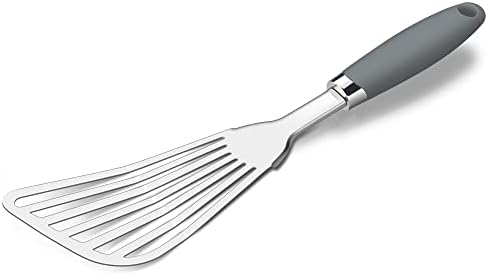 304 Stainless Steel Fish Spatula, Non-Slip Ergonomic Handle Slotted Spatula by WelcometoJXWING
