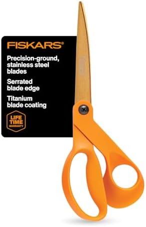 Fiskars 9" Titanium Shop Shears Heavy Duty Serrated Multipurpose Scissors by Unknown
