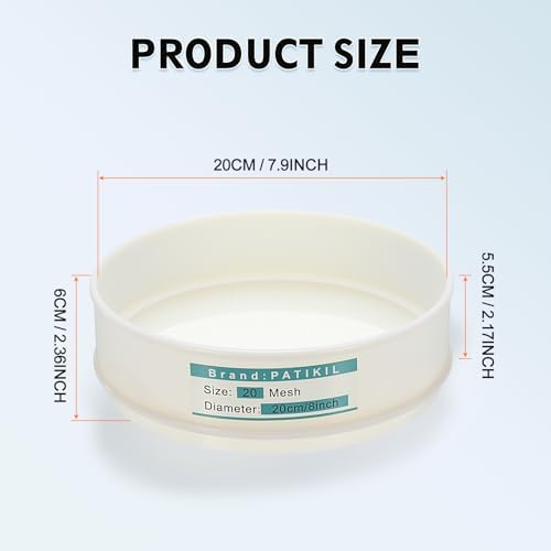 PATIKIL 20 Mesh Lab Sieve, 7.9" Diameter Sifting Screen Nylon Wire Cloth Fine - Image 2