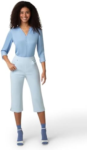 HUE Women's Stripe Pull on Pants Cigarette Skimmer Length and Pedal Pusher - Image 7