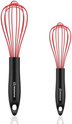 NileHome Silicone Whisk Set 8" 10" Kitchen Whisk Red by NileHome