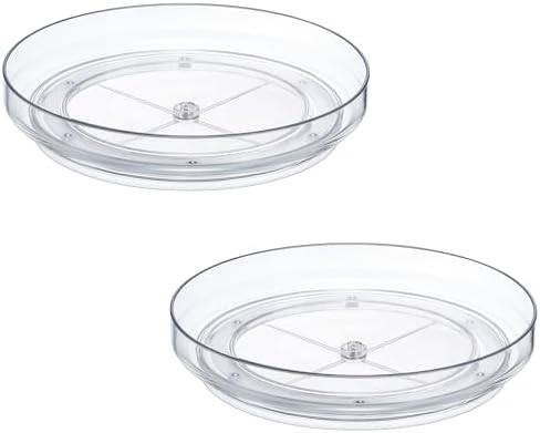 2 Pack 9 Inch Clear Acrylic Lazy Susan 360° Turntable Organizer Spice Rack by MakeLifeBetterEasier