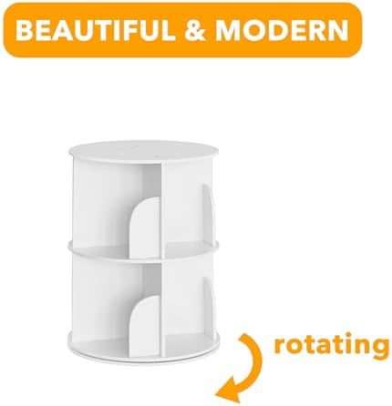 SpaceAid 2 Tier Rotating Bookshelf Tower, Spinning Bookcase Lazy Susan - Image 7