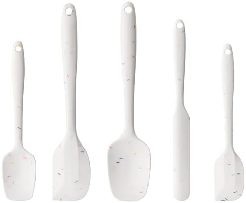 Silicone Spatula Set, 5 Piece Food Grade Rubber Spatulas, Candy Color by Hoewina