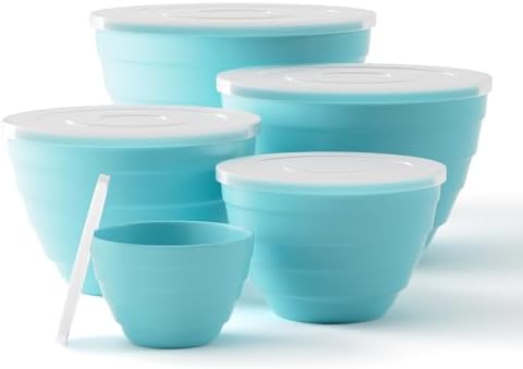 TP Mixing Bowls with Lids, 10-Piece Nesting Melamine Bowls Set by TastePrime