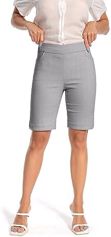 Women's Work Casual Super Stretch Tulip-Hem Pull-On Dress Shorts - Image 3