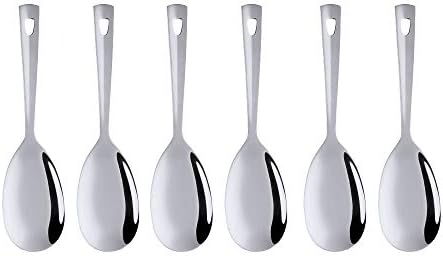 6 Pcs Silver Salad Spoon, Stainless Steel Titanium Plated Salad Servers Set by Unknown
