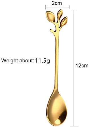 10 Pack Stainless Steel Leaf Coffee Spoon Tableware Dessert Spoons, Ice Cream - Image 2