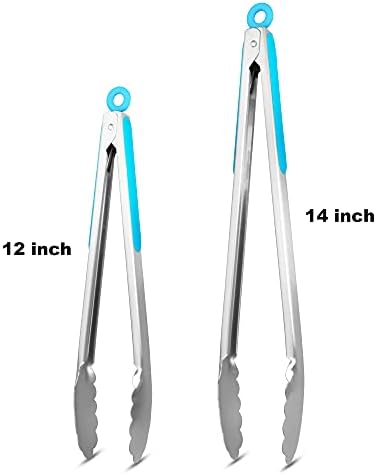 304 Stainless Steel Kitchen Cooking Tongs, 12 & 14 Inch - Image 4