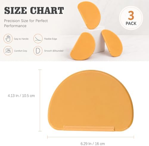 3PCS Orange Silicone Bowl Scraper Set, Flexible Curved Dough Scraper - Image 2