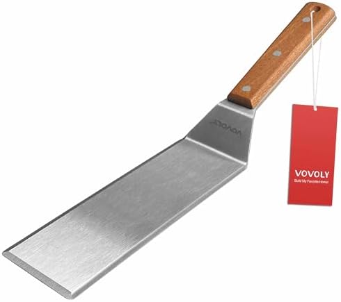 Stainless Steel Metal Spatula, Long Griddle Spatula, Hamburger Smasher Turner by VOVOLY